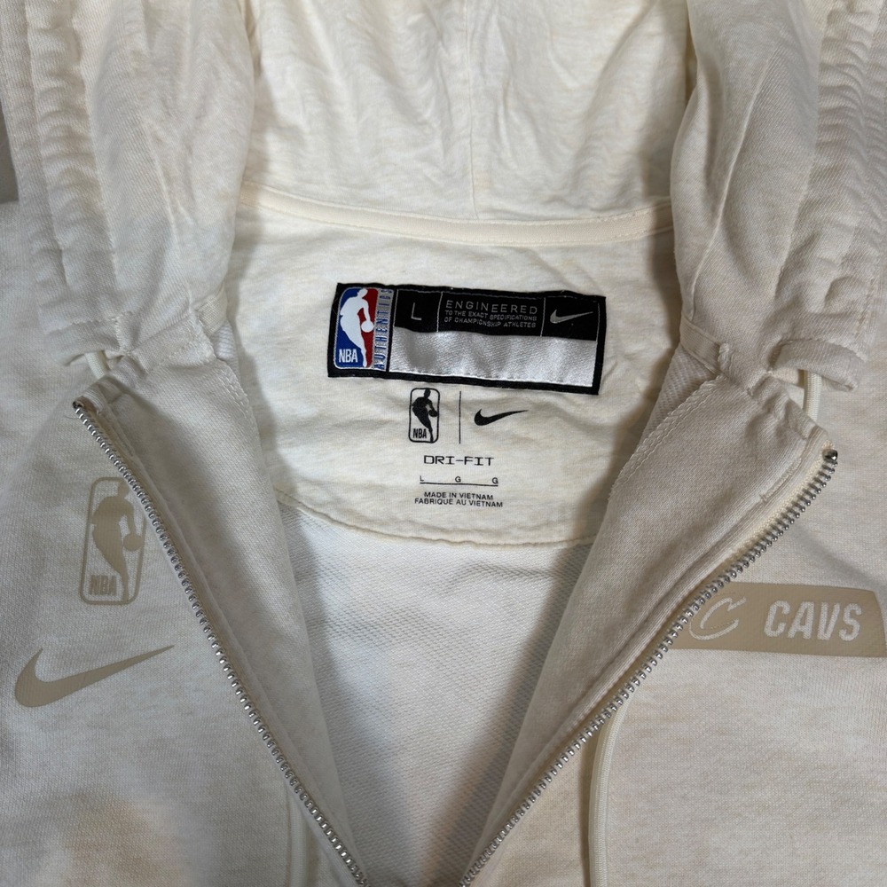 Nike Standard Issue Cleveland Cavaliers NBA Full Zip Hoodie Cream Mens Large - Picture 2 of 6
